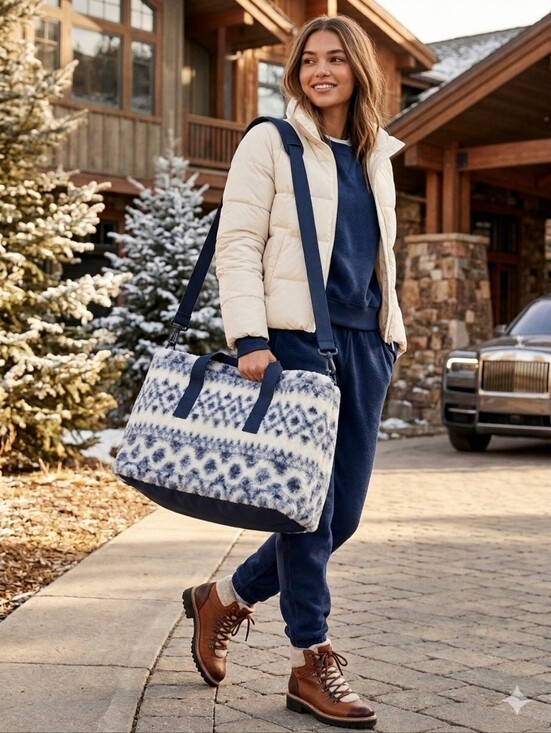 PINK Victoria's Secret Handbags - NWT Victoria's Secret PINK Cozy Plush Weekender Bag - Fair Isle Sherpa
